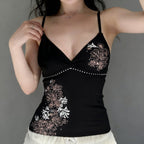 Damen Spaghetti-Trägertop mit floralem Druck und edlen Details R&B