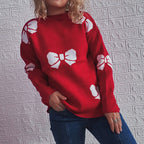 Damen Festlicher Pullover mit fröhlichem Glockenmotiv und lässigem Schnitt R&B