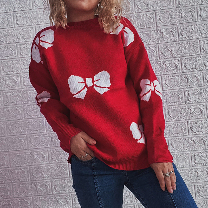 Damen Festlicher Pullover mit fröhlichem Glockenmotiv und lässigem Schnitt R&B