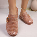 Damen Modische Glitzer-Clogs mit elegantem Schnallen-Design R&B