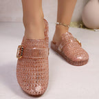 Damen Modische Glitzer-Clogs mit elegantem Schnallen-Design R&B