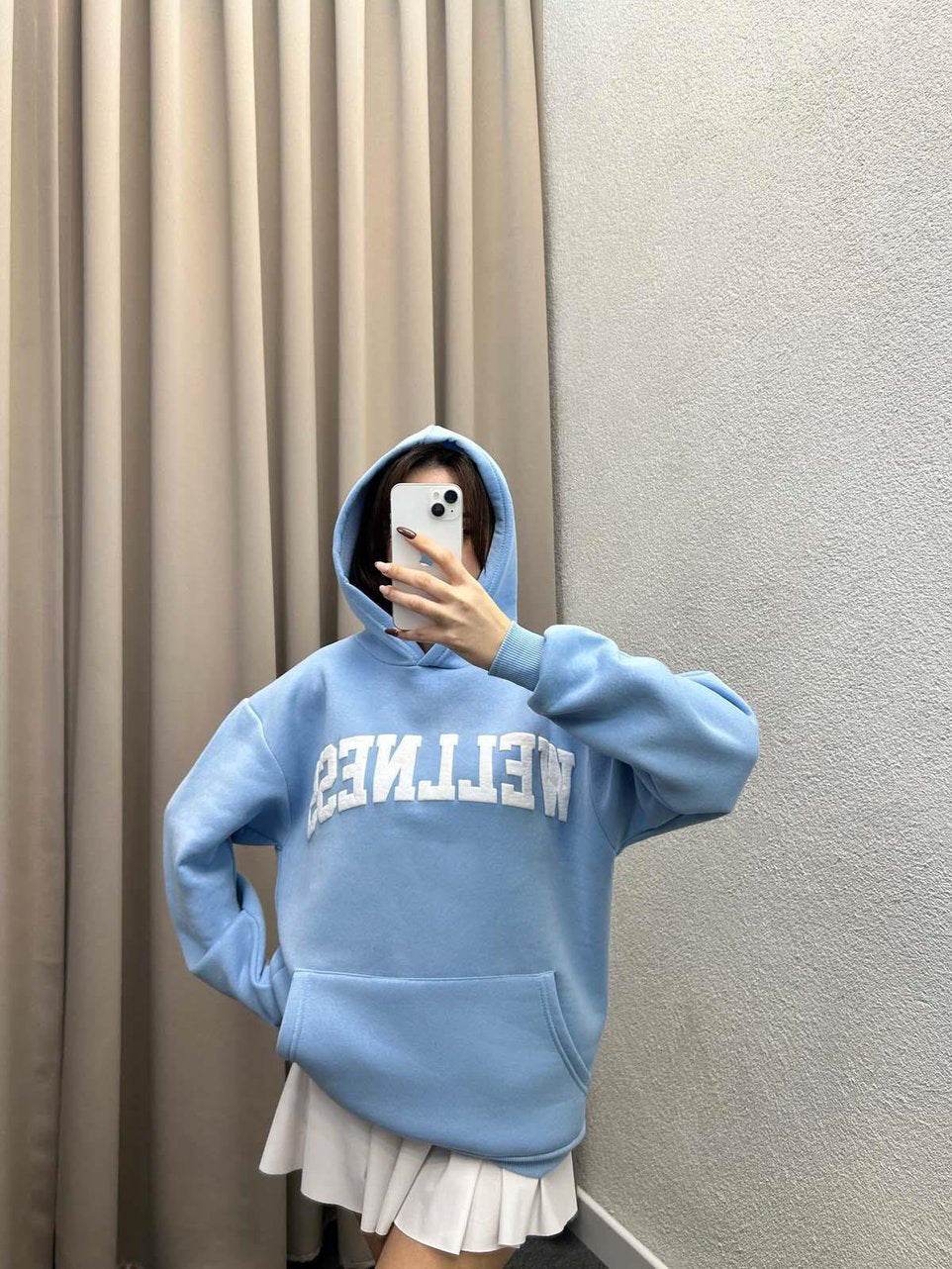 Damen Hoodie mit großem Logo und Kängurutasche R&B