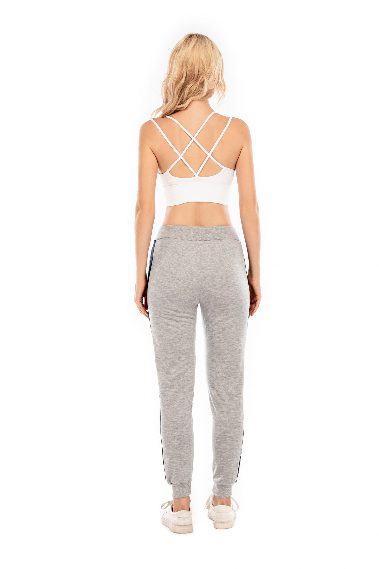 Damen Sportliche Freizeithose mit elastischem Bündchen und seitlichen Kontraststreifen R&B