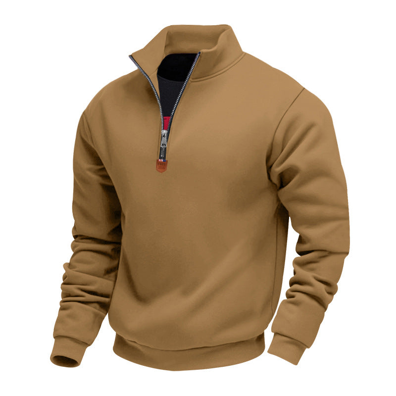 Herren sportlicher Pullover mit halbem Reißverschluss und modischem Stehkragen R&B