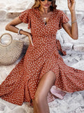 Damen Wickelkleid mit Punkten und fließendem Schnitt R&B