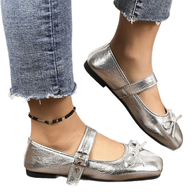 Damen Ballerinas mit verstellbarem Riemen und elegantem Schleifendetail R&B