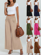 Damen Weite Trendhose mit elastischem Bund und praktischen Taschen R&B
