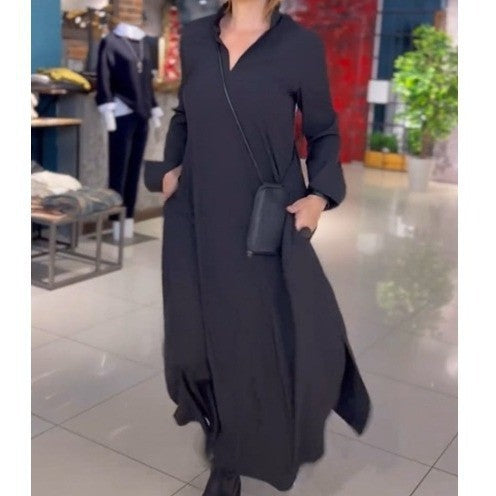 Damen Langblusenkleid mit praktischen Seitentaschen und modernem Schnitt R&B