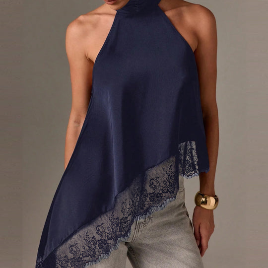 Damen luftiges Chiffon-Top mit eleganter Spitzenverzierung R&B