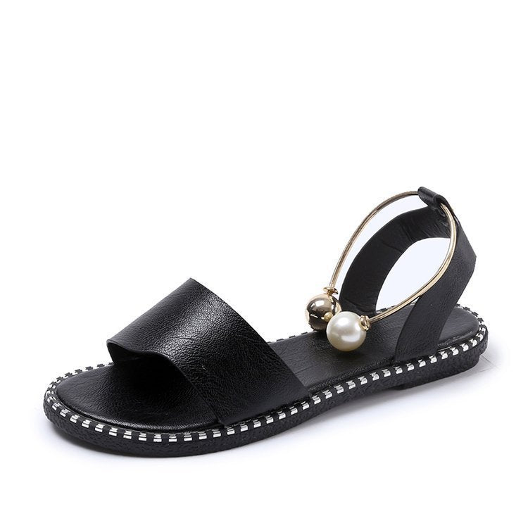 Damen Riemensandalen mit elegantem Perlenschmuck und bequemem Fußbett R&B
