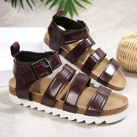 Damen bequeme Sandalen mit verstellbarem Riemen und komfortablem Fußbett R&B
