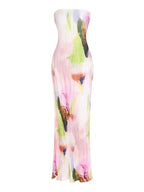 Damen figurbetontes Strapless-Kleid mit floralen Elementen R&B