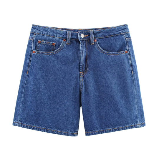 Damen Denim-Shorts im lässigen Schnitt mit hoher Taille und praktischen Taschen R&B