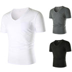 Herren V-Ausschnitt T-Shirt mit Brusttasche und figurbetonter Passform