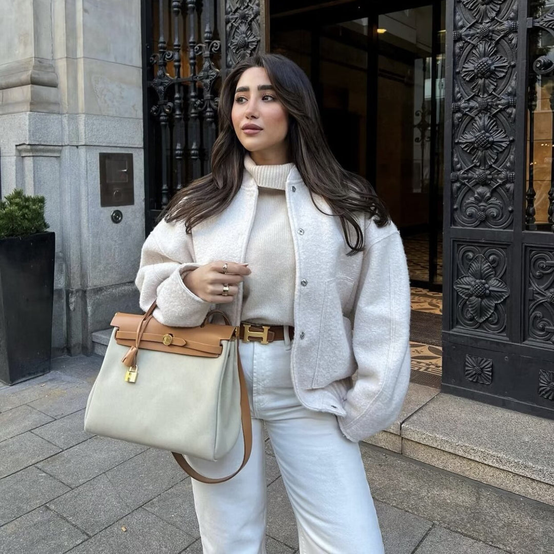 Damen Übergangsjacke mit modernem Stoffmix und praktischen Taschen R&B