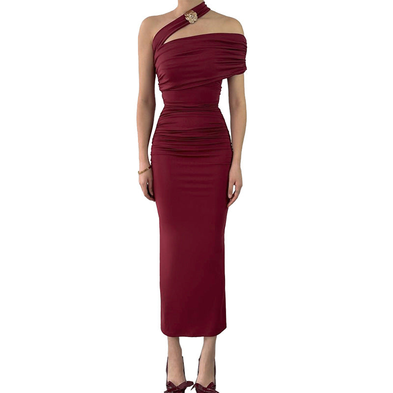 Damen Elegantes Wickelabendkleid mit asymmetrischem Schnitt und figurformendem Design EB