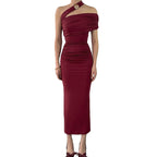 Damen Elegantes Rüschen-Maxikleid mit asymmetrischem Träger R&B