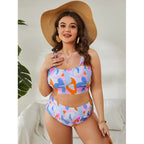 Damen Bikinimodell mit breiten Trägern und hohem Bund R&B