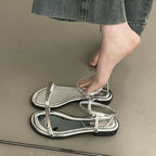 Damen elegante Riemchen-Sandalen mit modischem Glitzerakzent R&B