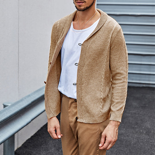 Herren lässiger Strickcardigan mit raffinierter Struktur und offenem Schnitt R&B