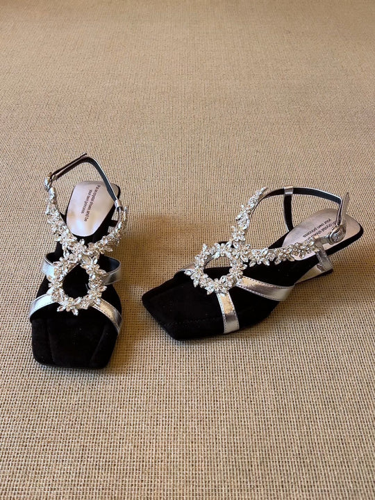 Damen elegante Slippers mit funkelndem Kristall-Detail R&B