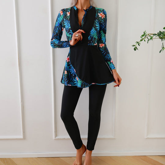 Damen Modischer Badeset mit langer Tunika und Leggings R&B