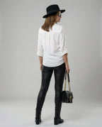 Damen Bluse mit Taschen und klassischem Schnitt