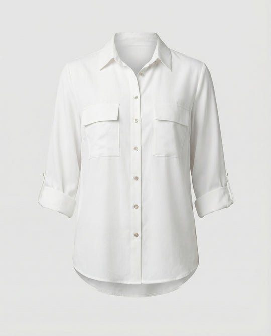 Damen Bluse mit Taschen und klassischem Schnitt