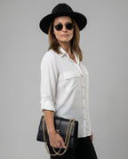 Damen Bluse mit Taschen und klassischem Schnitt