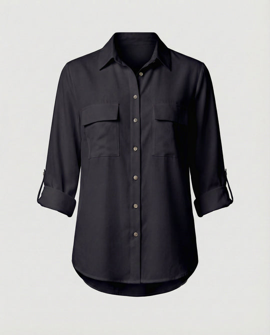 Damen Bluse mit Taschen und klassischem Schnitt