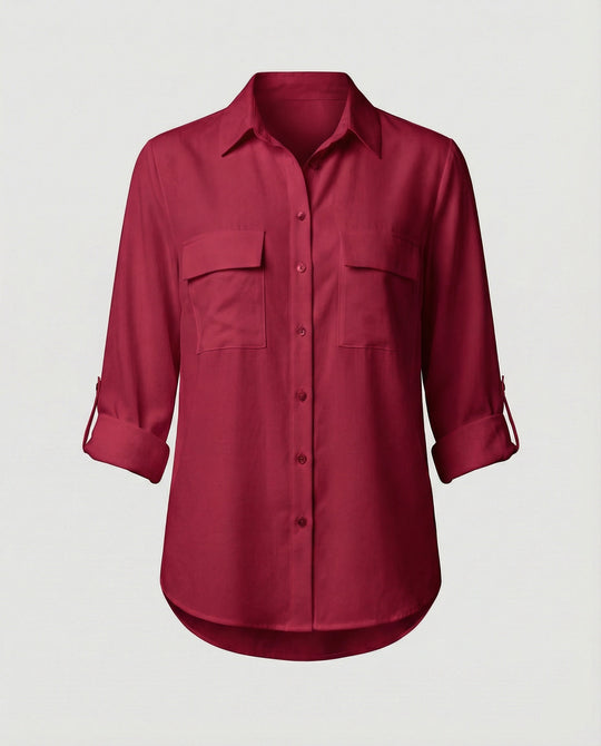 Damen Bluse mit Taschen und klassischem Schnitt