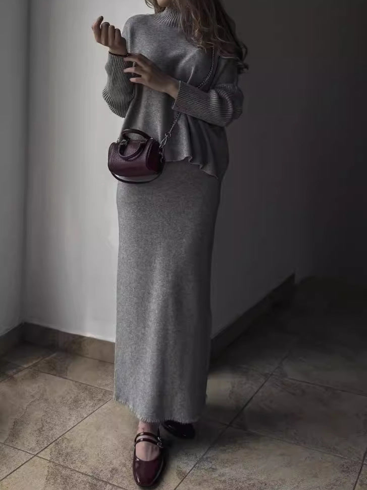 Damen Elegant gestricktes Maxikleid mit lässigem Schnitt R&B