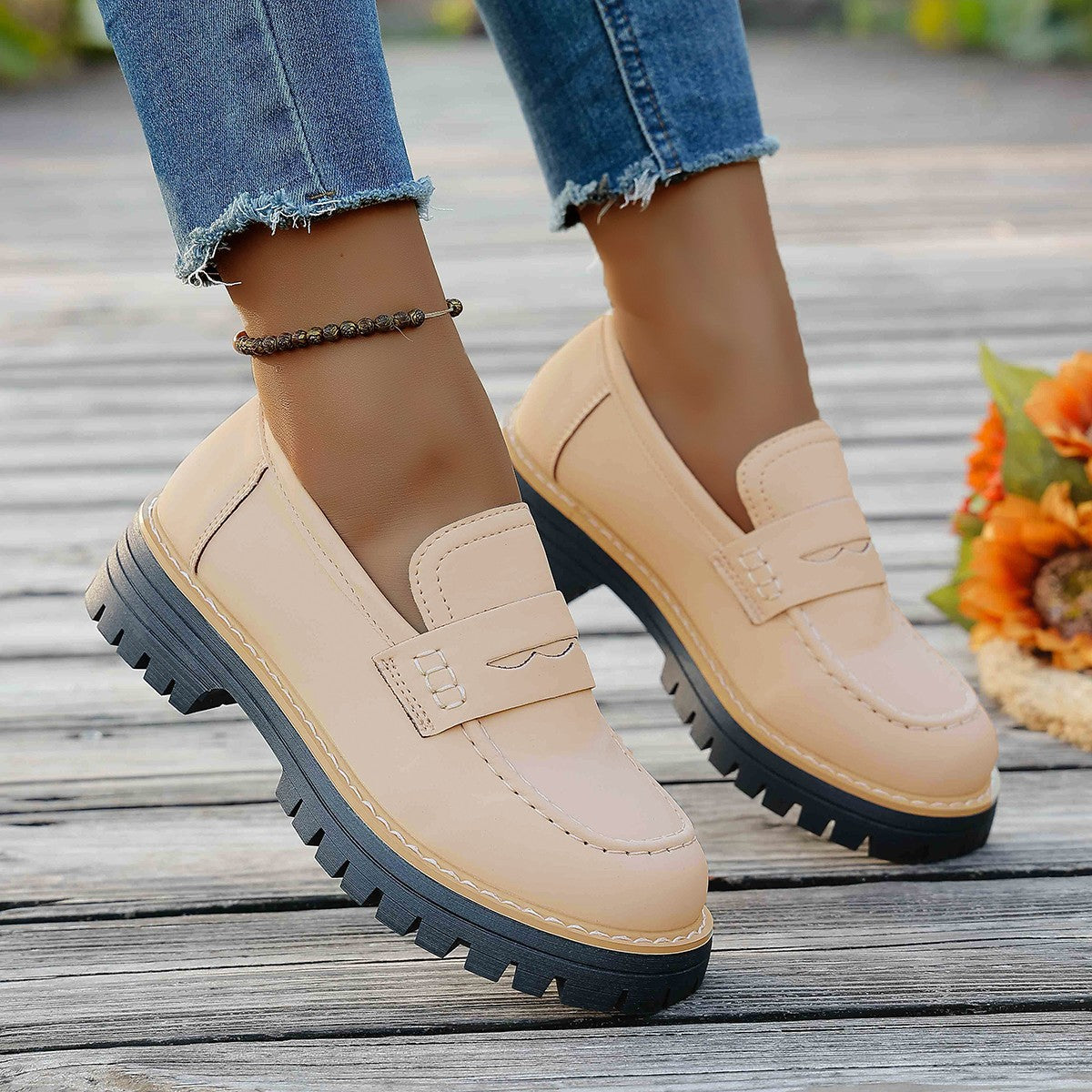 Damen Mokassins mit rutschfester Sohle und modischem Design R&B