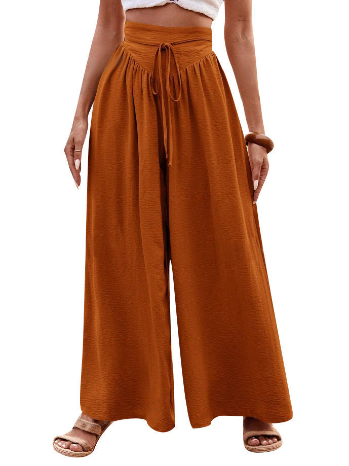 Damen Weite High-Waist-Hose mit elastischem Bund und praktischen Taschen R&B