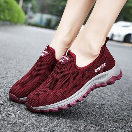 Damen Sportliche Slip-On Schnürschuhe mit atmungsaktiver Oberflächenstruktur und dämpfender Sohle R&B