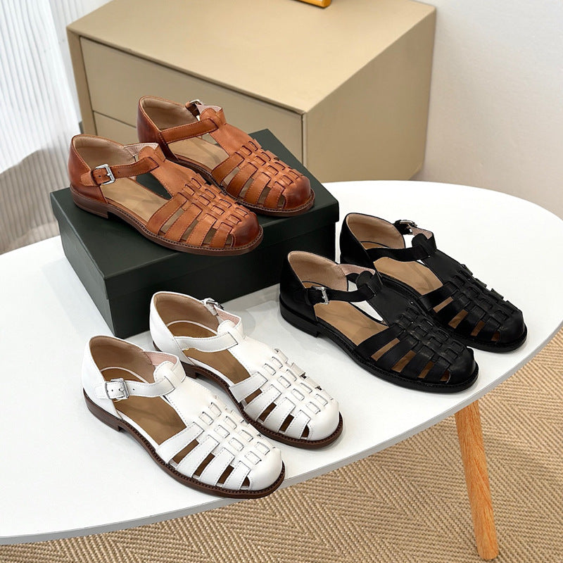 Damen Komfortable Sandalen aus hochwertigem Leder mit modischem Flecht-Design