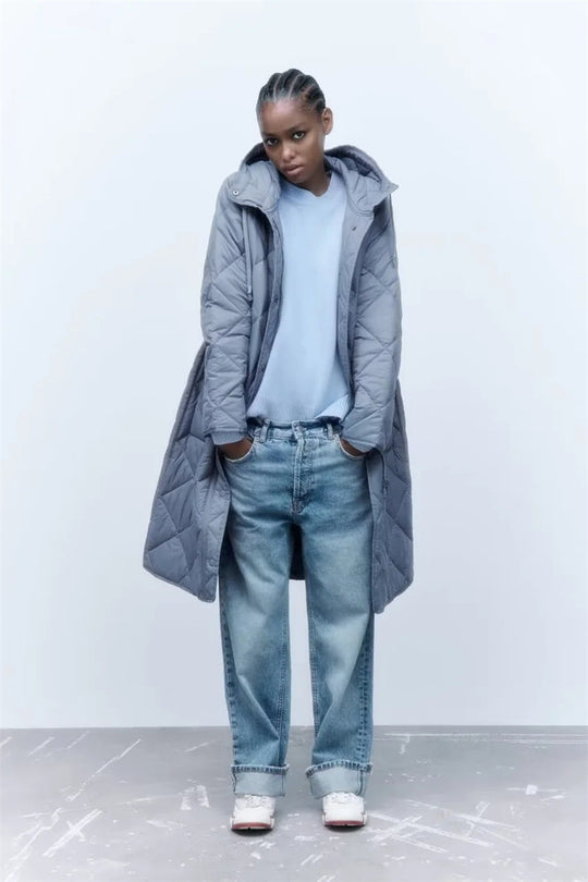 Damen gesteppte Übergangsjacke mit Kapuze und praktischen Taschen R&B 1759483144