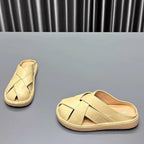 Damen trendige Clogs mit kreuzverzierten Riemen und weichem Innenfutter R&B