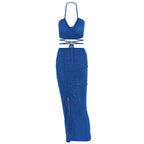 Damen Figurbetontes Maxikleid mit transparenten Einsätzen und Raffung R&B