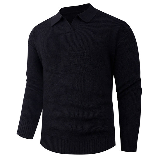 Herren eleganter Strickpullover mit modernem V-Ausschnitt und strukturiertem Design R&B