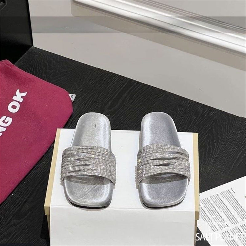 Damen trendige Slipper mit glitzernden Riemen R&B