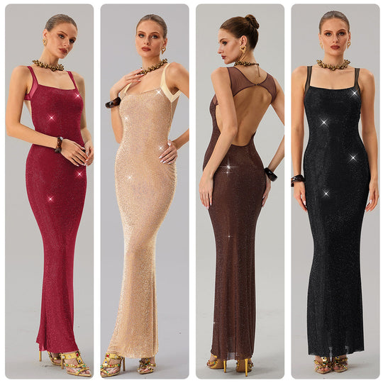 Damen Glamouröses Abendkleid mit funkelnden Pailletten und taillierter Silhouette R&B