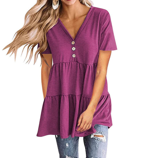 Damen Tunika mit Rüschensaum und Knopfdetails R&B