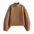 Damen Grobstrickpullover mit hohem Kragen R&B