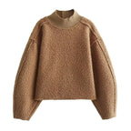 Damen Grobstrickpullover mit hohem Kragen R&B