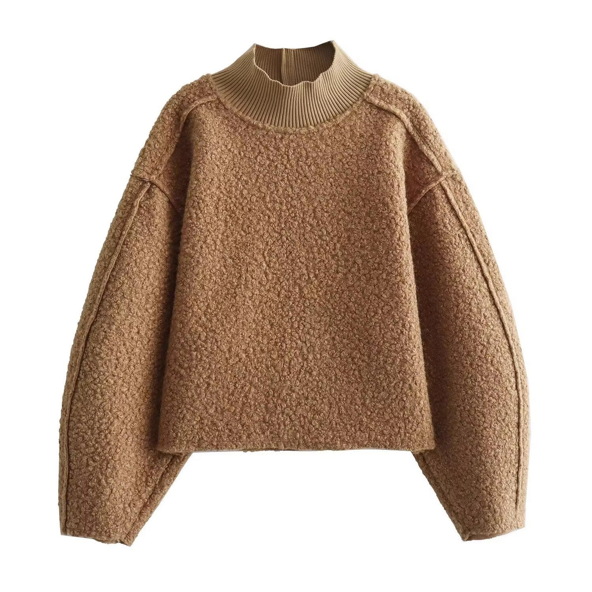 Damen Grobstrickpullover mit hohem Kragen R&B