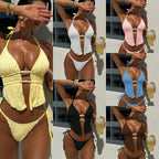 Damen Elegant gefalteter Bikini mit Eyecatcher-Details R&B
