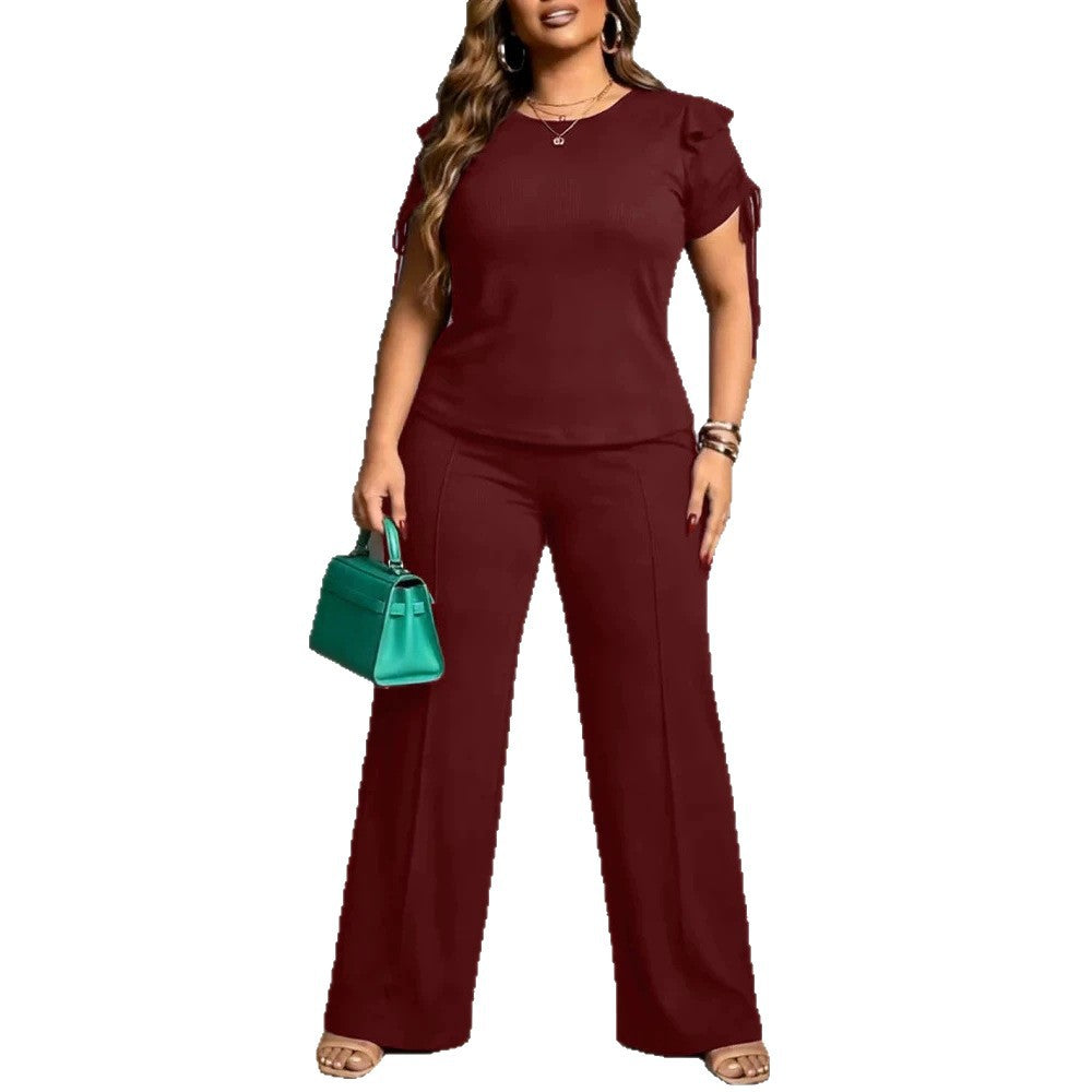 Damen Elegantes Freizeit-Anzugset mit Rüschendetails und weitem Schnitt R&B