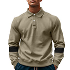 Herren modischer Langarmpullover mit poloartigen Details und kontrastierenden Ärmelbündchen R&B