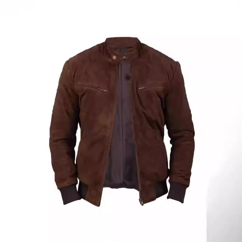 Herren Wildlederjacke im modernen Design mit praktischen Taschen R&B